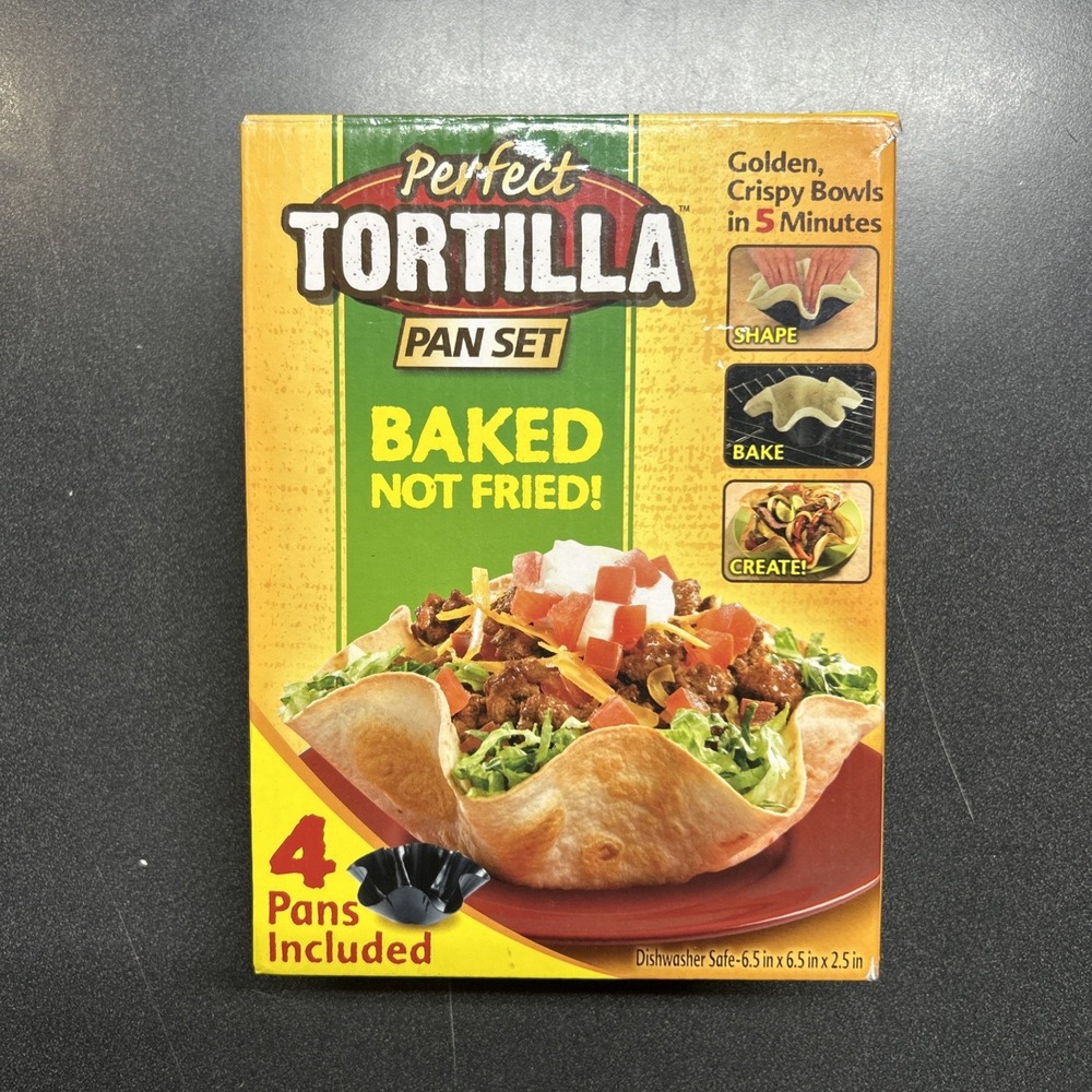 Perfect Tortilla Pan Set Taco Bowls Baked Not Fried As Seen On TV Set Of 4 Open